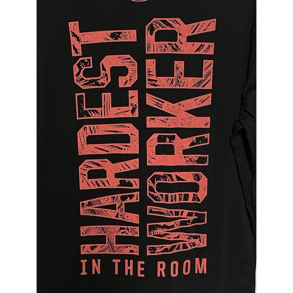 Under Armour Shirt Men L Project Rock BLOOD SWEAT Hardest Worker In Room Gym - Picture 1 of 7
